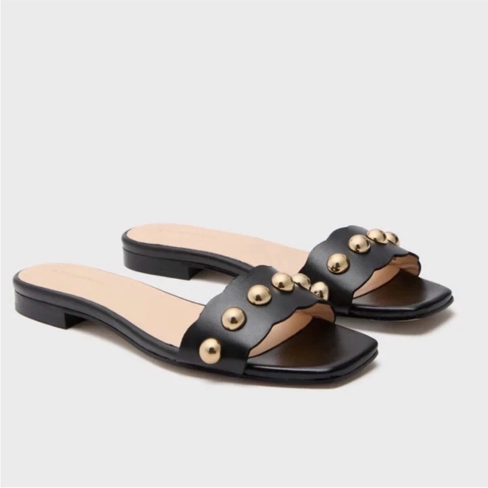 Tuckernuck Brooke Studded Leather Slip-On Flats black size 7